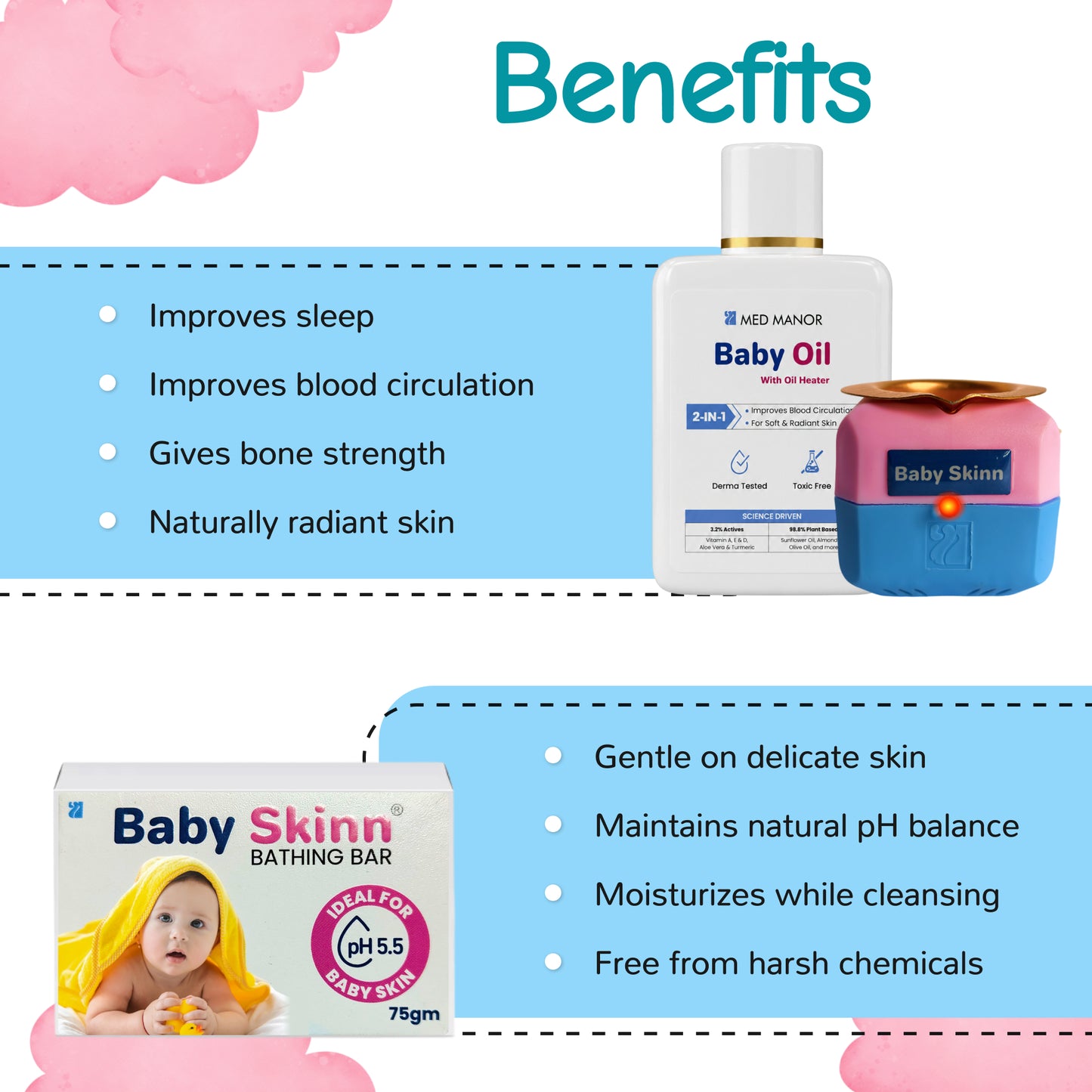 Baby Skinn Massage Oil + FREE Heater + Bathing Bar