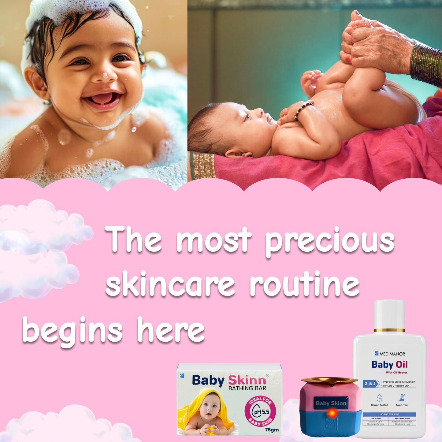 Baby Skinn Massage Oil + FREE Heater + Bathing Bar